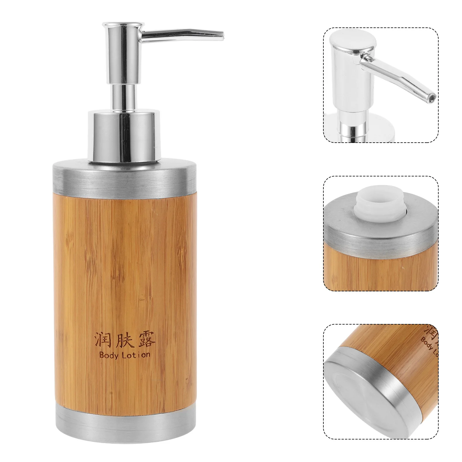 

Press-Type Soap Dispenser 250Ml Bamboo Plastic Stainless Steel Refillable Liquid Lotion Bottle For Bathroom Kitchen Hotel Home