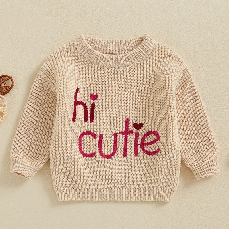 Baby Clothing Girls Boys Sweater Spring Autumn Letters Winter Warm Knit Pullover Sweaters Valentines Day Clothes