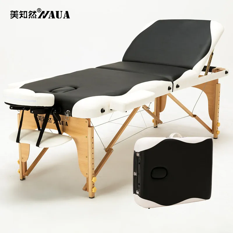 Meizhiran Lifting Folding Massage Bed Physiotherapy Tuina Bed Solid Wood Tattoo Beauty Bed Widening Household Multifunctional