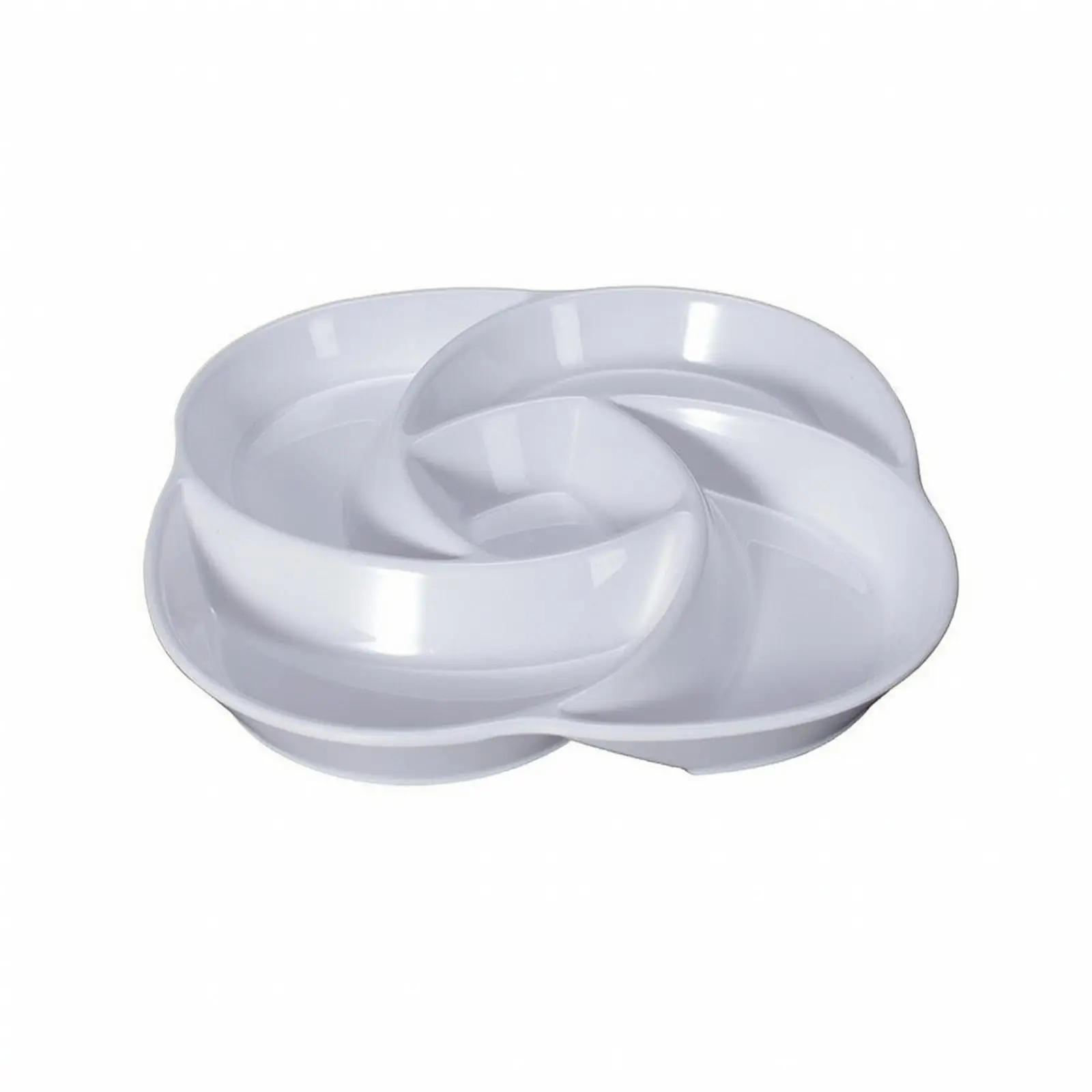 Melamine Serving Plate with Dividers White Divided Serving Plate Party Snack Tray with Dividers Glossy Tableware Versatile