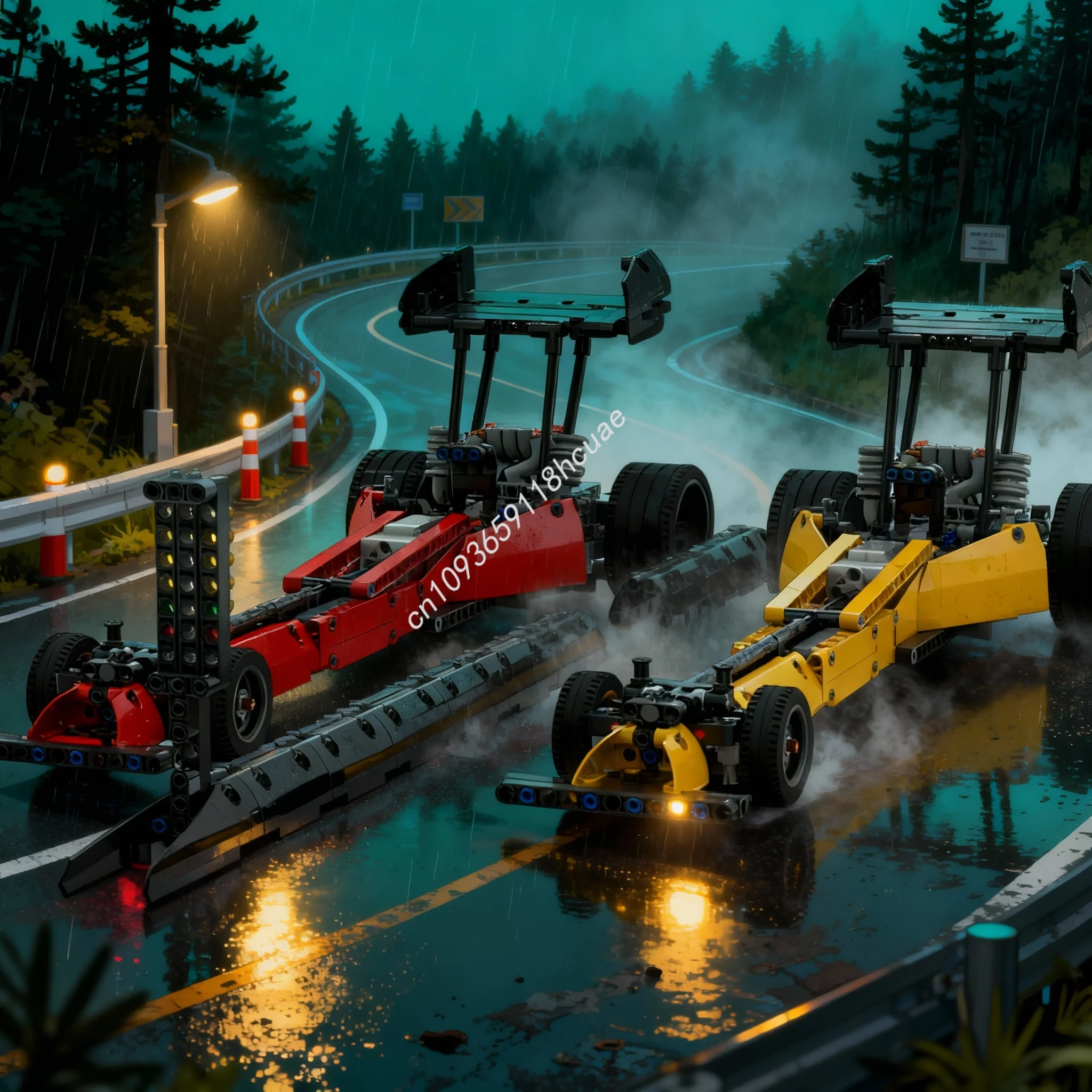 

1091pcs MOC DRAGSTER BUNDLE DRAGSTRIP IMITATION Technical Model Building Blocks Architecture Christmas Gifts Toys Idea Education