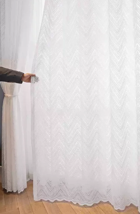 Modern Minimalist Style Nordic Hollow W Pattern White Lace Curtains Living Room Bedroom Balcony Blackout Curtains