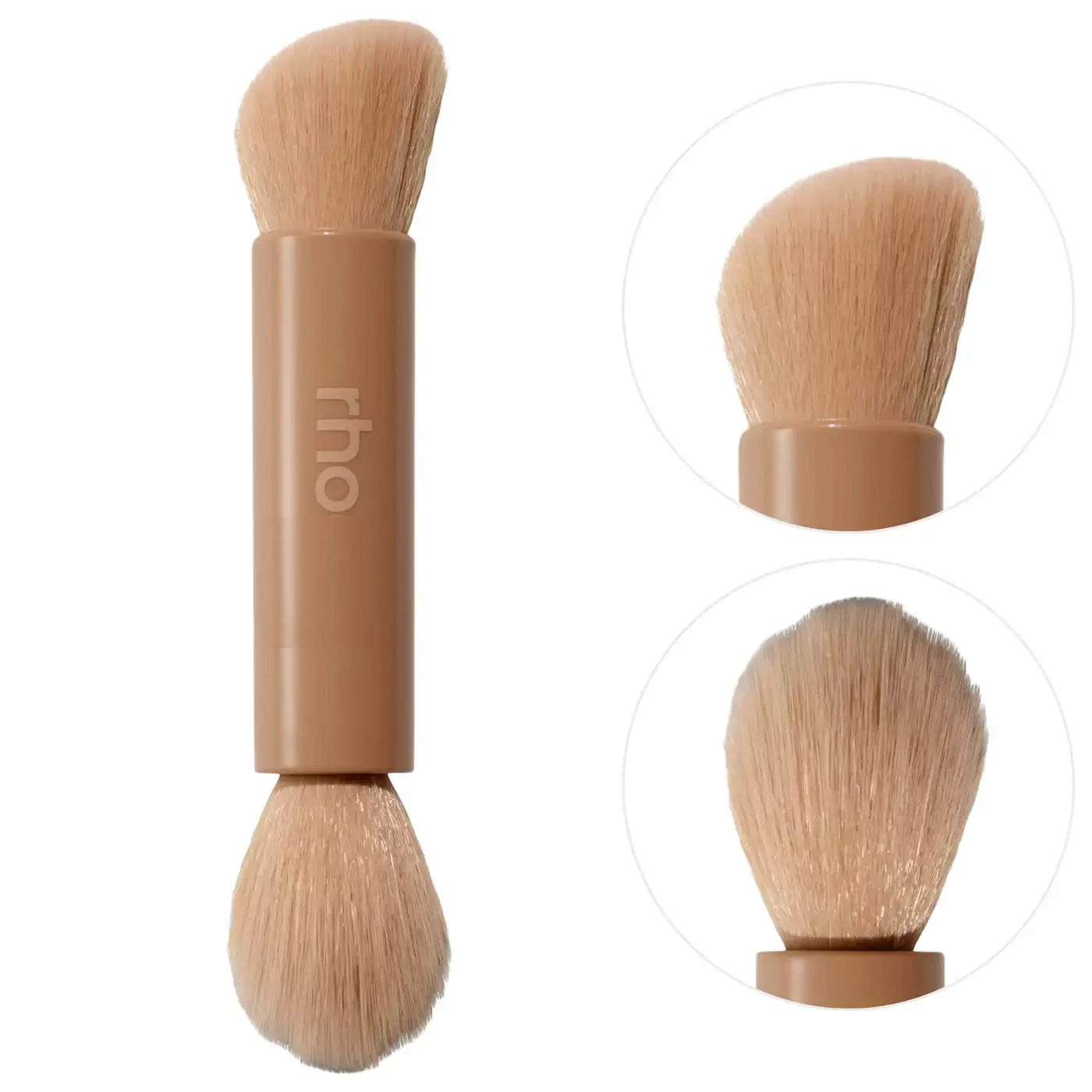 Doppelseitiger Make-up-Pinsel, doppelseitiger, abgewinkelter, runder Kosmetikpinsel für Rouge, Bronzer und Konturierung, weiche Borsten, Make-up-Werkzeug.