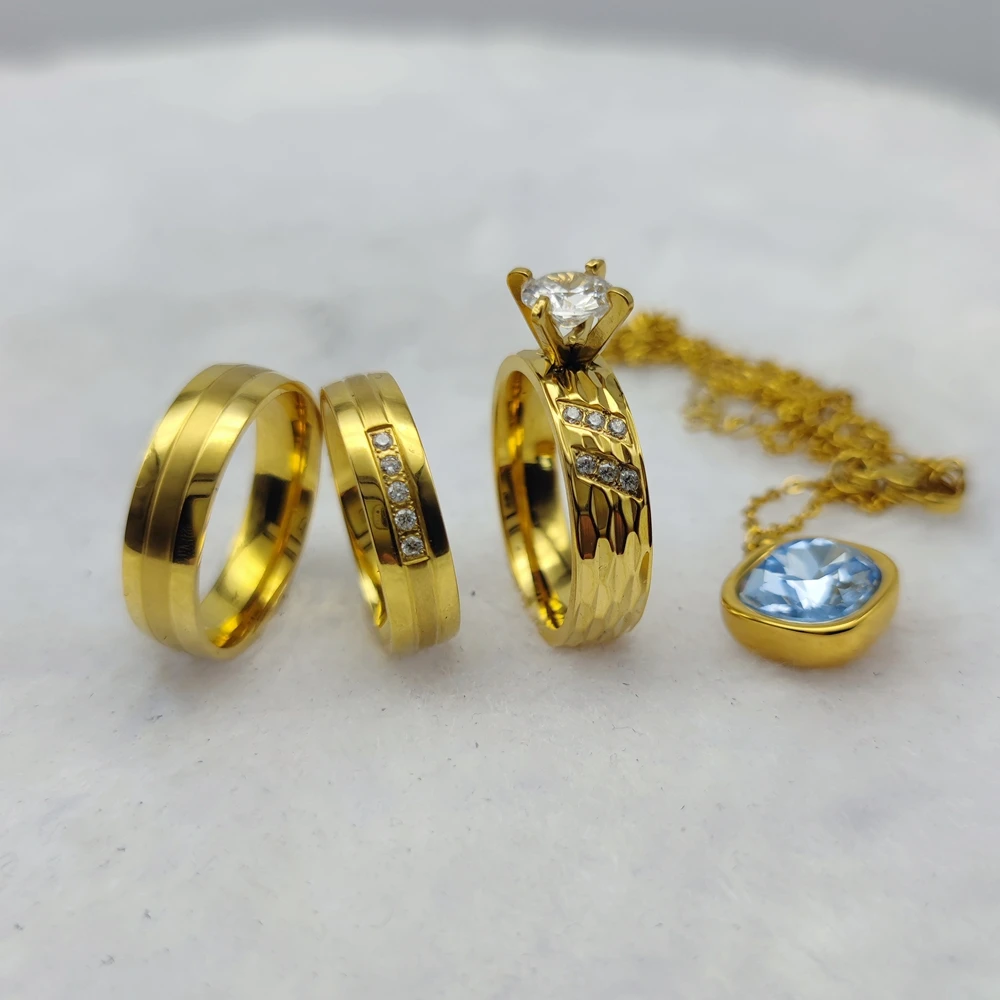 Anillos de joyería fina de alta calidad para niñas y mujeres, anillos de dedo Cz con diamantes chapados en oro de 24 quilates, colgante de anillos de compromiso de boda