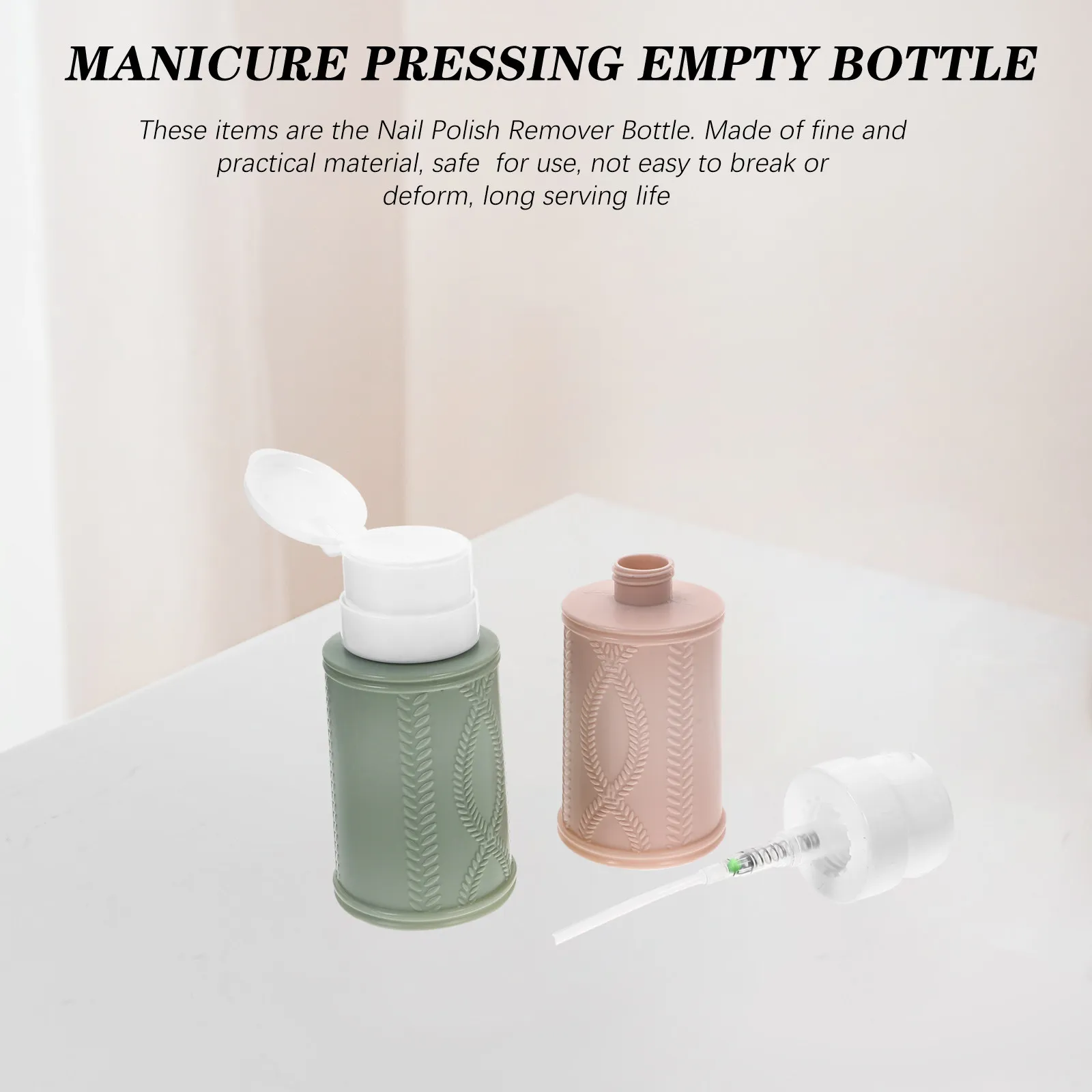 2Pcs 200Ml Refillable Pump Dispenser Bottles Nail Polish Remover Bottle Travel Friendly Leak-Proof Liquid Container for Alcohol