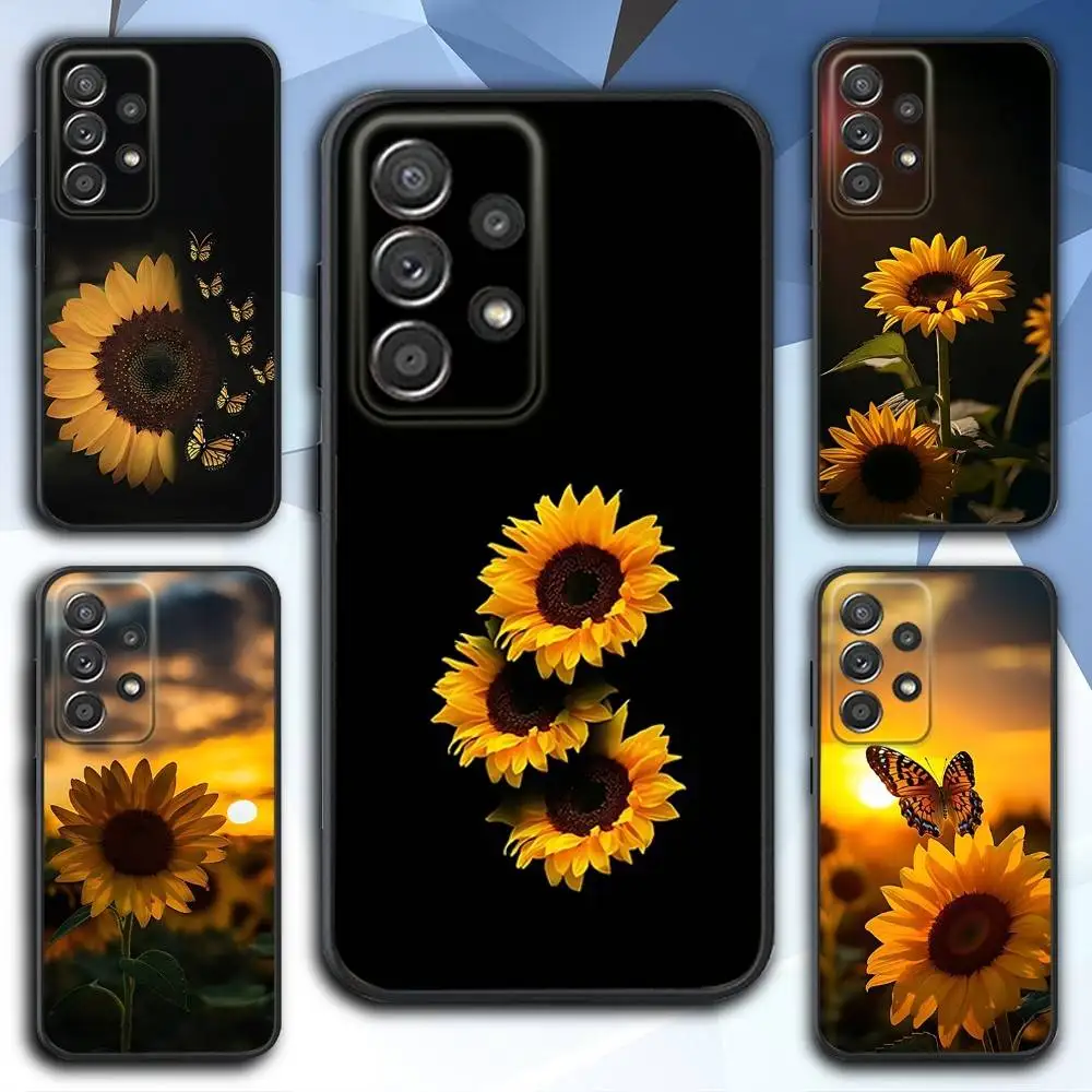 

Beautiful S-Sunflower Phone Case For Samsung S 25,24,23,22,30,21,10,9,Ultra,Plus,Lite,FE,4,5 G Soft Black Case