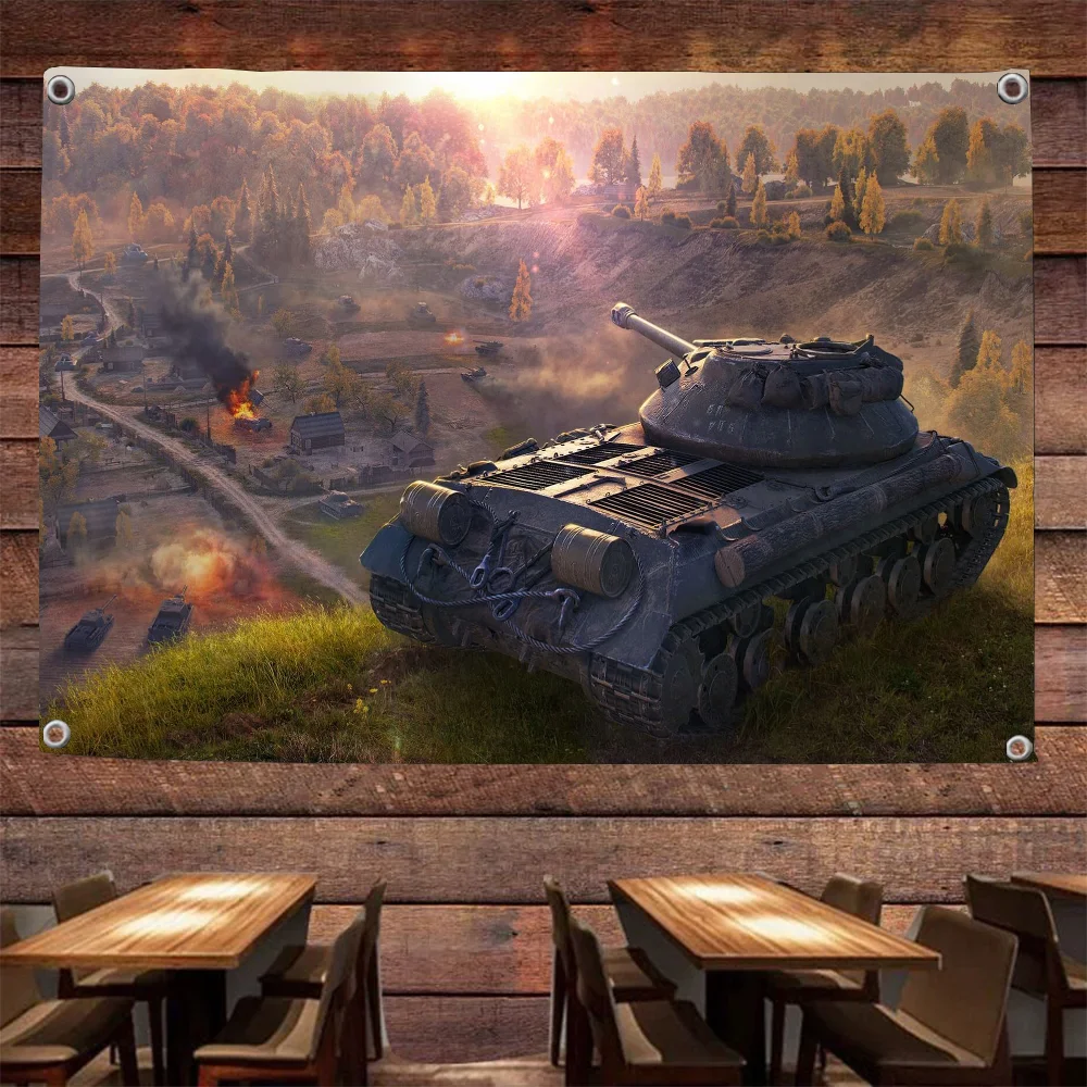1pc World Of Tanks GAMING Flag Flags And Banners Four Hole Flag Polyester Outdoor Decor Room Aesthetic