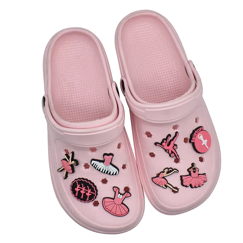 Hot Sales 1/20Pcs Girls Ballet Dance PVC Shoe Buckle Charms Pink Costume Clog Accessories For Kids Birthday Gifts