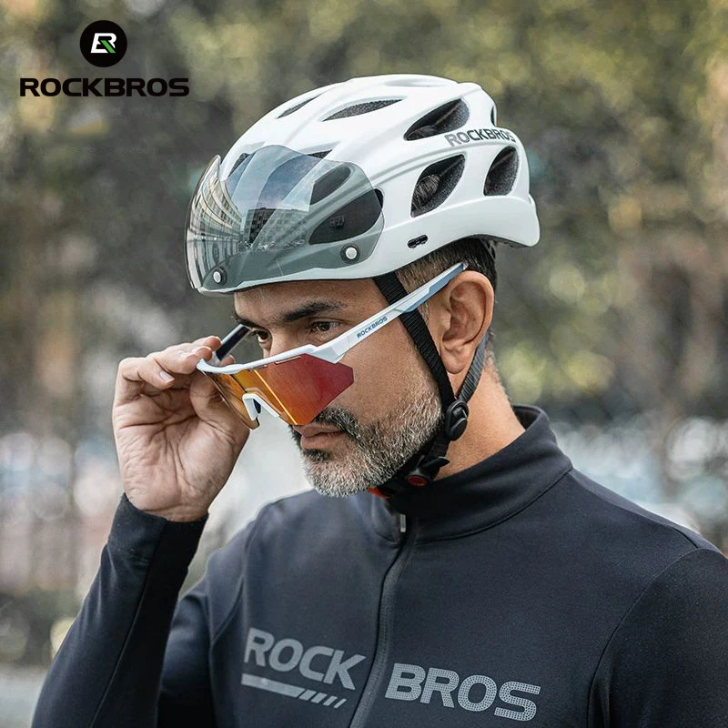 ROCKBROS كبيرة الحجم دراجة خوذة الرجال مصبوب بشكل متكامل الجبلية الطريق سباق خوذة الدراجة البخارية غطاء أمان الدراجات خوذة مع عدسة 58-65 سنتيمتر