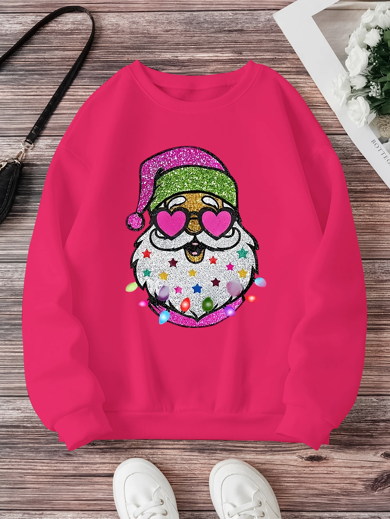 Women\'s sweatshirts Santa Claus love heart print women clothing cheap clothes winter women\'s clothes Merry Chrismas Y2K clothes