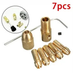 7pcs/set 2.0/2.35/3.17/4.0mm Brass Dremel Collet Mini Drill Chucks For Electric Motor Shaft Drill Bit Tool Drill Chuck Adapter