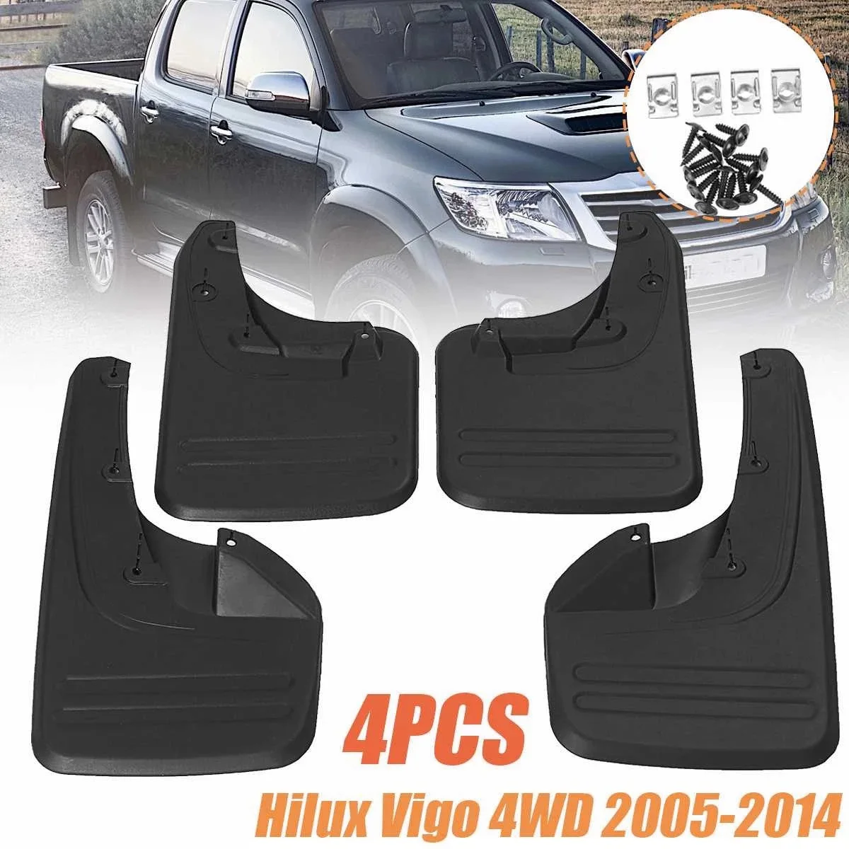 4X Car Front Rear Mud Flaps Splash Guards for Toyota Hilux Vigo 4WD 2011 2012-2015 Mudguards Mudflaps Fender