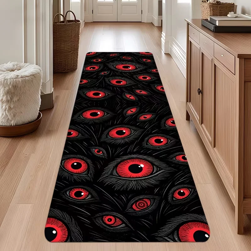 Gothic Pink Skull Butterfly Mushroom Long Runner Rug Anti Slip Floor Mat Hallway Bedroom Living Room Corridor Non Skid Carpet
