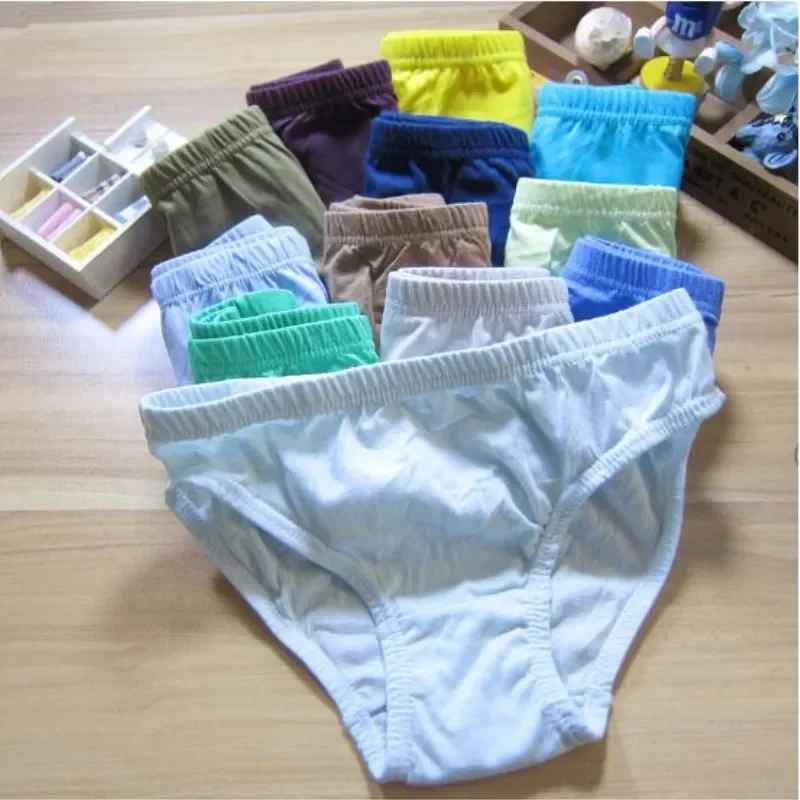 

12pcs/Lot Cartoon Boys Panties Kids Briefs Baby Cotton Solid Underwear Underpants 2 to 10Years