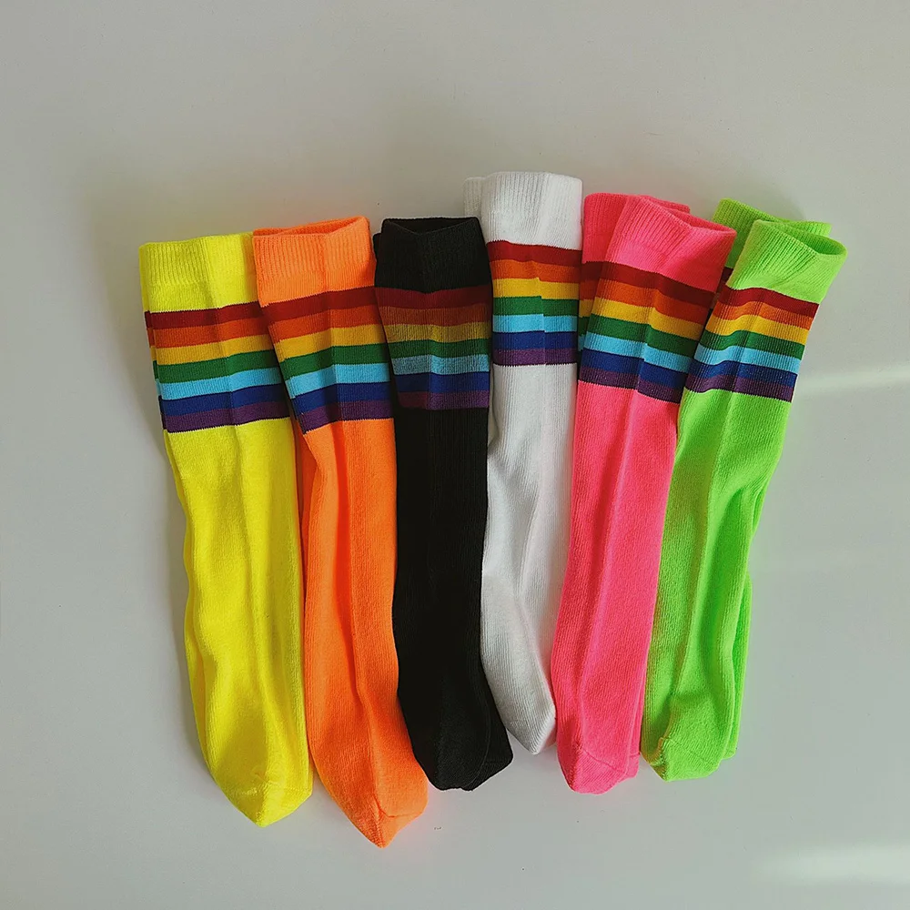 Kids Cotton Long Socks With Print Children Toddler Baby Girls Boys Spring Funny Cute Kawaii Tube Sports Knee High Sock Drawings