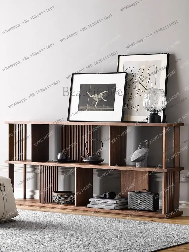 Solid wood black walnut bookshelf floor to ceiling study locker