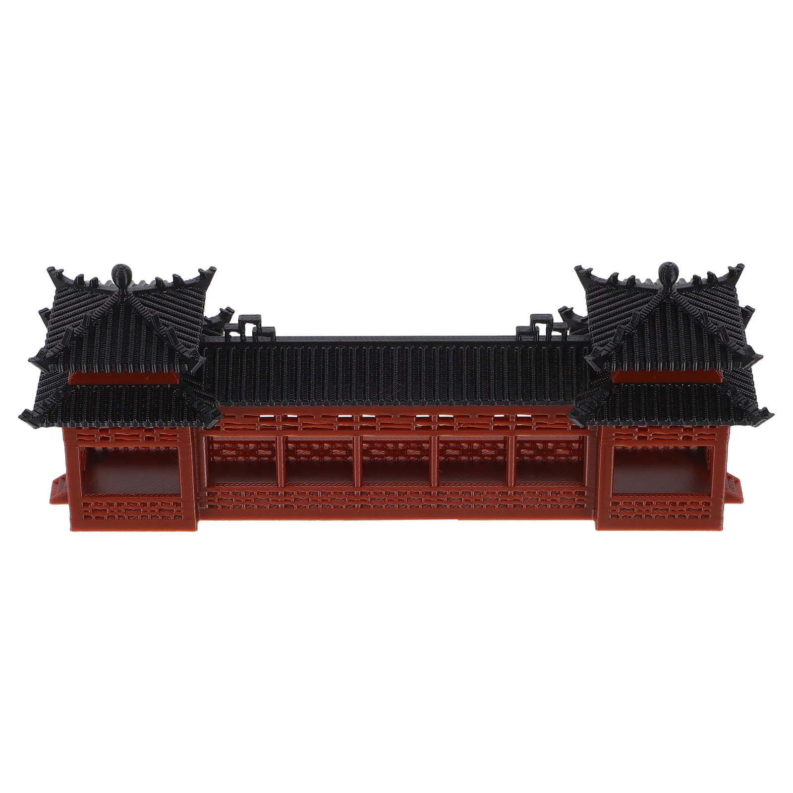 Miniatur-asiatische Architektur, einzigartiger Pavillon, Korridor, Kunststoff, antikes Gebäude für Mikrogarten-Dekor im chinesischen Stil