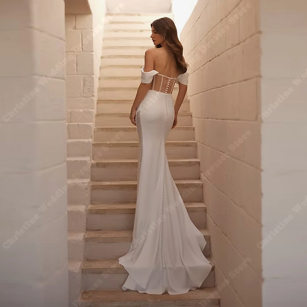 Fascinating Women Wedding Dresses Off The Shoulder Bridal Gowns Mopping Length Engagement Banquet Vestidos De Novias Customized