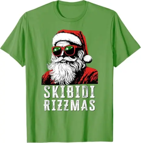 Merry Rizzmas School Funny Christmas Santa Claus T-Shirt Gifts Skibidi Rizzmas Xmas Costume Men's Fashion Graphic Outfit Y2k Top