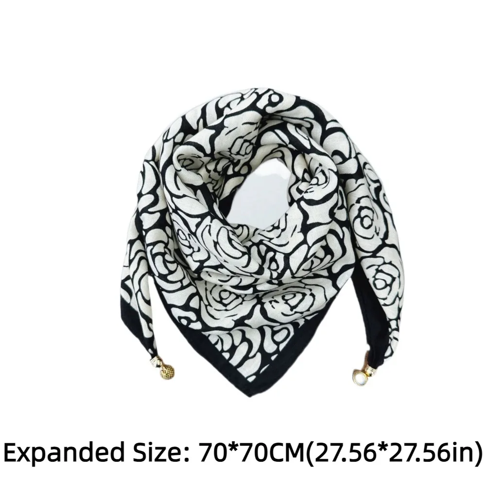 Fashion Satin Ladies Square Scarf Soft Elegant Magnetic Buckle Scarf Simple Neck Protection False Collar for Women