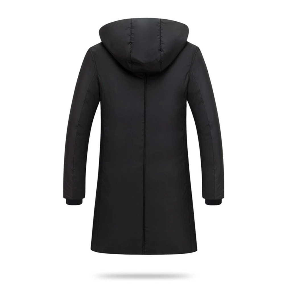 

Hooded Down Jacket Warm Polyester Coat Men Stylish Mid Length Winter Fashion Outdoor School Office Gift