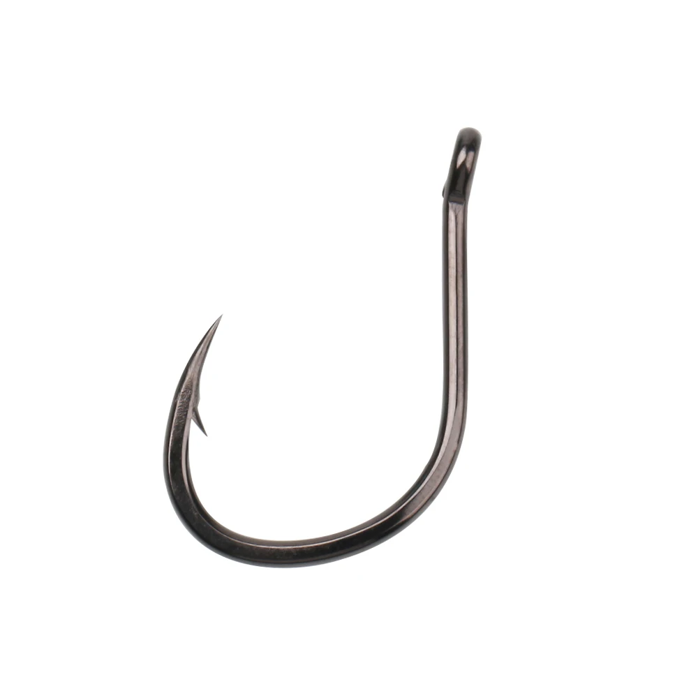 11#-15# Sea Fishing Single Hooks Pipe Hook Handle Short Shank Offset Tip Forged Carbon Steel Black