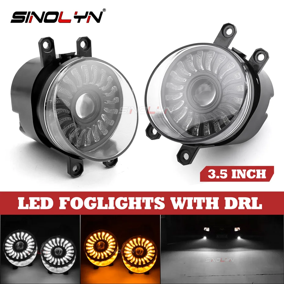 3.5 Inch LED Fog Lights For Toyota Corolla/Yaris/Hilux/Land Cruiser/Camry/Fortuner Turn Signal Fog Projector Lens Car Accessory