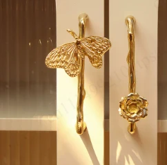 Light Luxury Brass Door Handle Creative Furniture Drawer Cabinet Door Wardrobe Door Small Handle Butterfly Flower Bird Handle