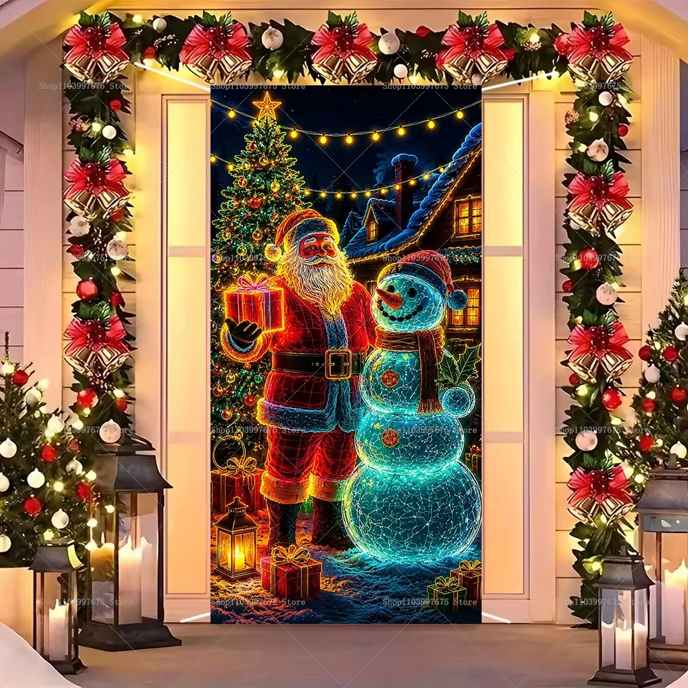 Star Flat Back - Merry Christmas Neon Glow Door Cover