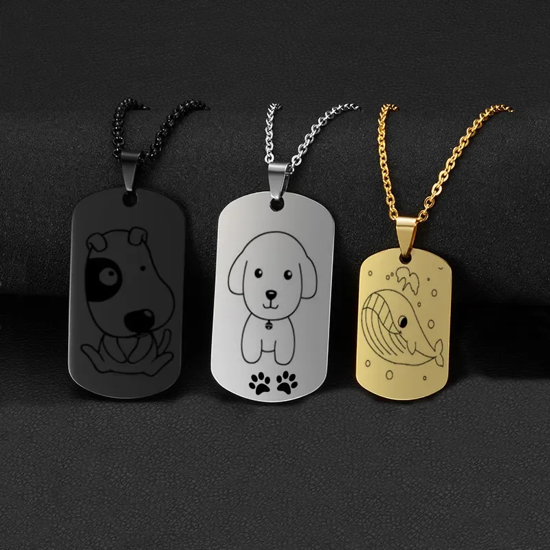 Collier Photo personnalisé en acier inoxydable pour femmes, plaque de nom de famille à graver, pendentif de cou, étiquette d'identification de chien, cadeaux Punk Rock