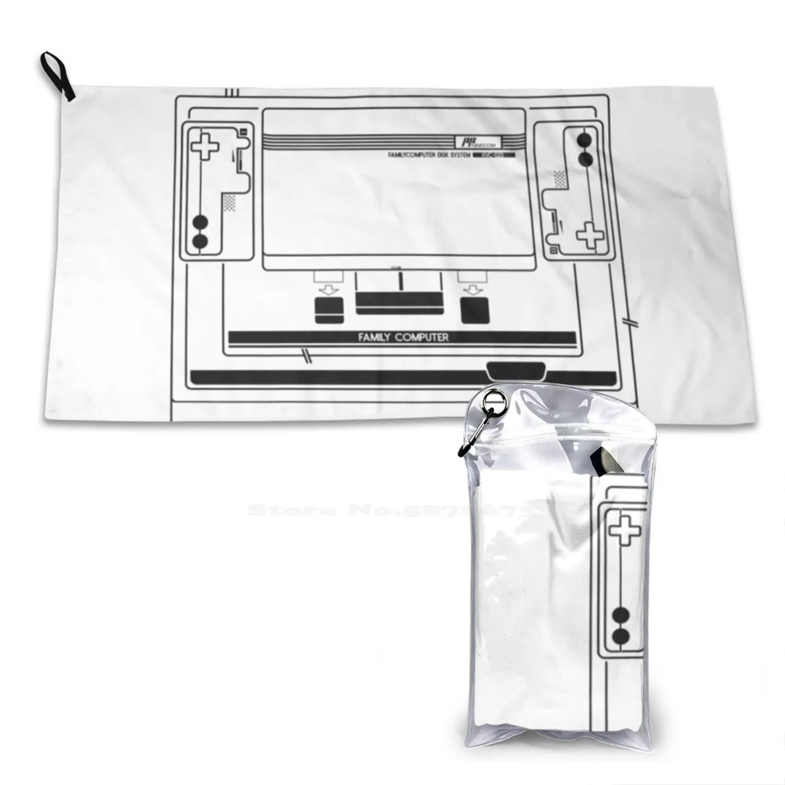 Famicom Schematics Design Artwork Retro Gaming By Lilly And Mae Microfiber Quick Dry Towel Beach Towel Famicom Disk System