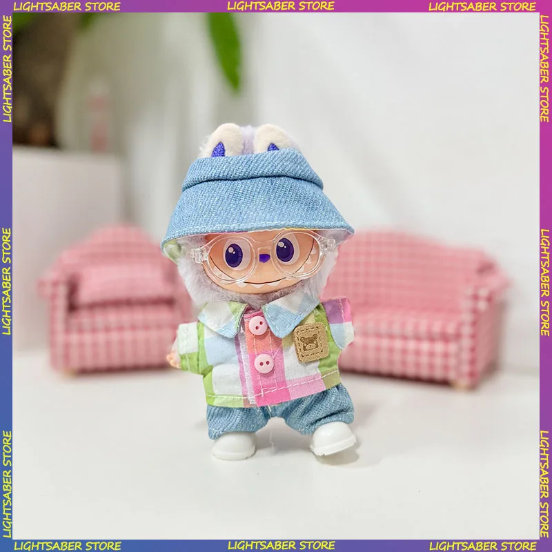 ชุดเสื้อผ้าตุ๊กตา Labubu 4.0 สุดหล่อ น่ารัก หมวกบักเก็ต เสื้อ กางเกง ชุดตุ๊กตาขนนุ่มขนาดเล็ก ของตกแต่งตุ๊กตาแฟชั่น ของขวัญ