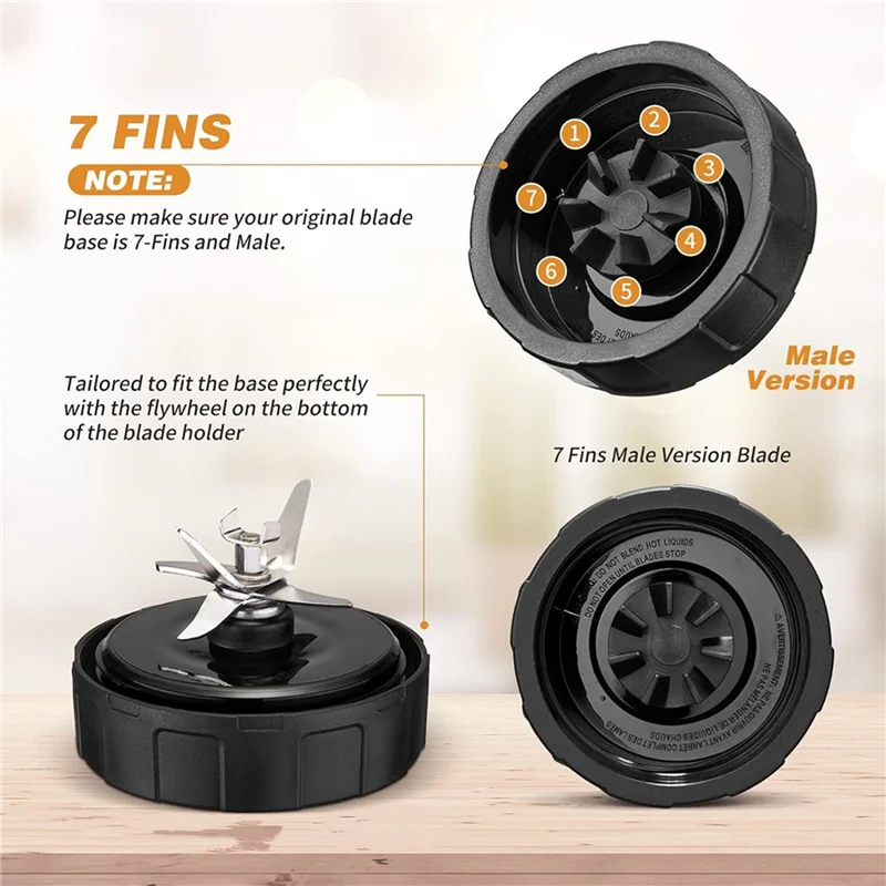 A98E-2X Blender Replacement Blade 7 Fins For Ninja,Blender Blade Replacement Parts For Ninja SS101 SS351 SS401 SS151 SS300