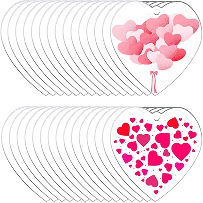 

4inch 2mm Thick Acrylic Transparent Heart Shape Blank Hole Rope Pendant DIY Christmas Valentine's Day Handmade Gift Decoration