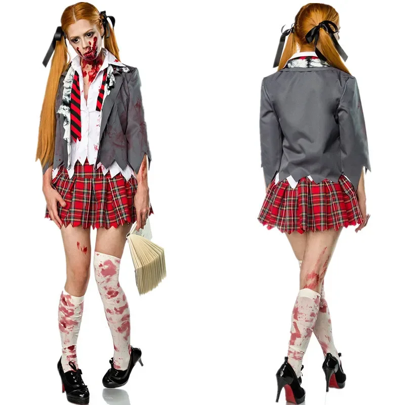 Halloween Horror Campus Zombie femminile Costume cosplay Party Dress Up Costume da spettacolo in maschera Carnevale di Natale Dress Up