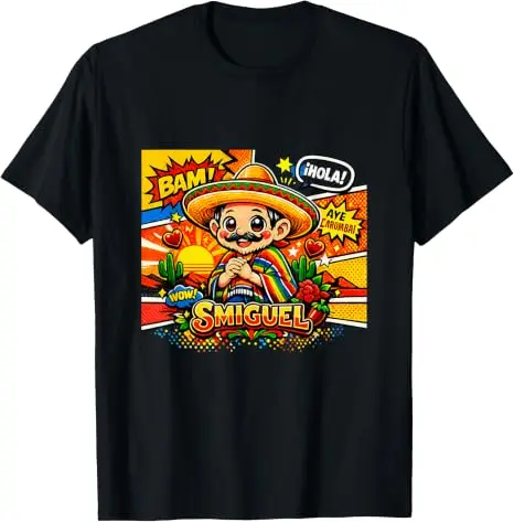 Smiguel Mexikanisches Sombrero T-Shirt Y2k Humor Lebendige Kunst Lustiges Mexikanisches Kultur-Mashup T-Shirt Niedliche Festival-Partykleidung Neuartiges Geschenk – Detail 18