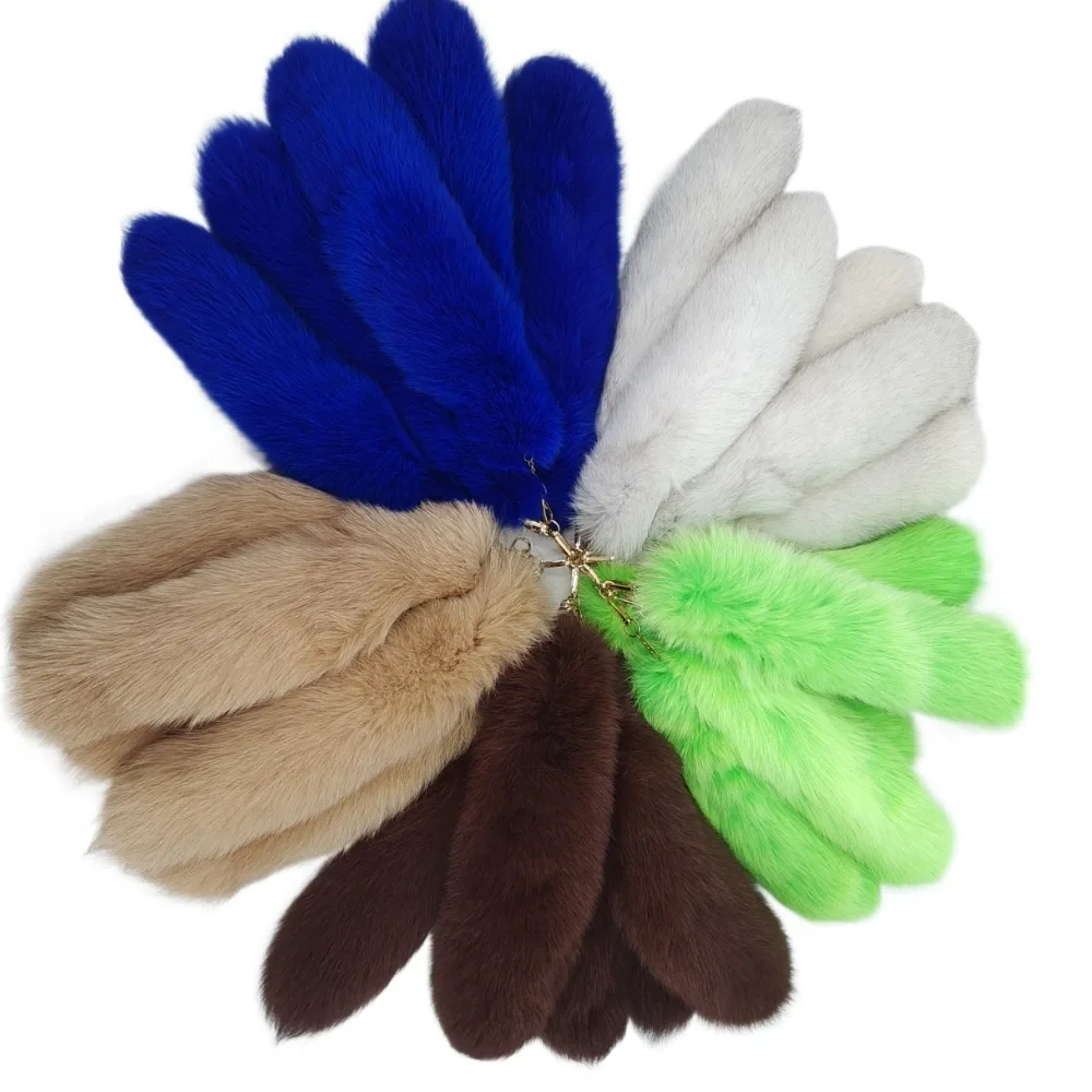 

Pompoms Animal Tail Keychain Bags Charm Keys Holder Plush Tail Keychain Large Fluffy Black Brown Fur Pendant Keyring Bag Decor
