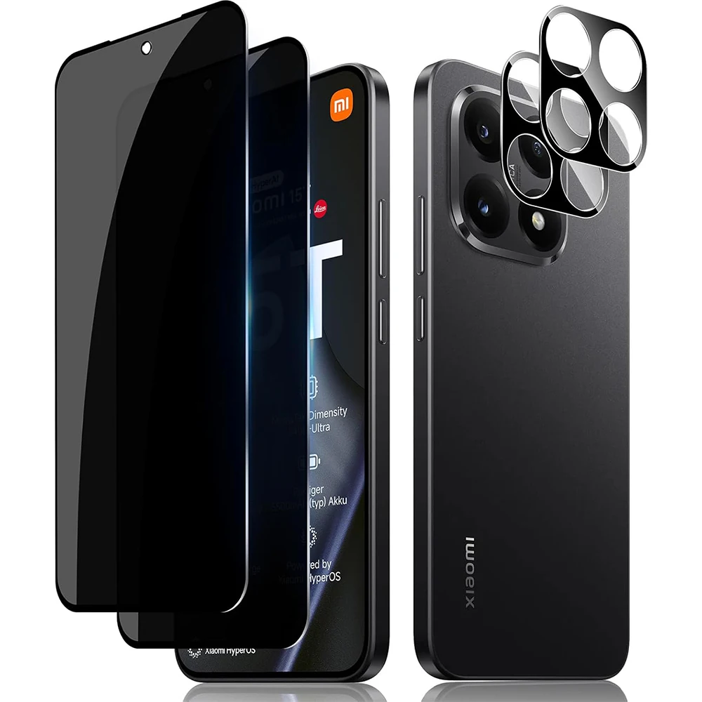2.5D 9H Sichtschutz-Displayschutzfolien für Xiaomi 15T Anti-Spy-Schutz für Xiaomi 15T Pro