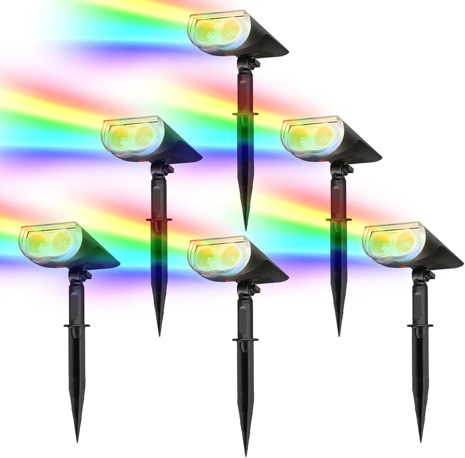 Walkway Lights ABS Plastic 6in Solar Powered Auto On Off Fall RGB