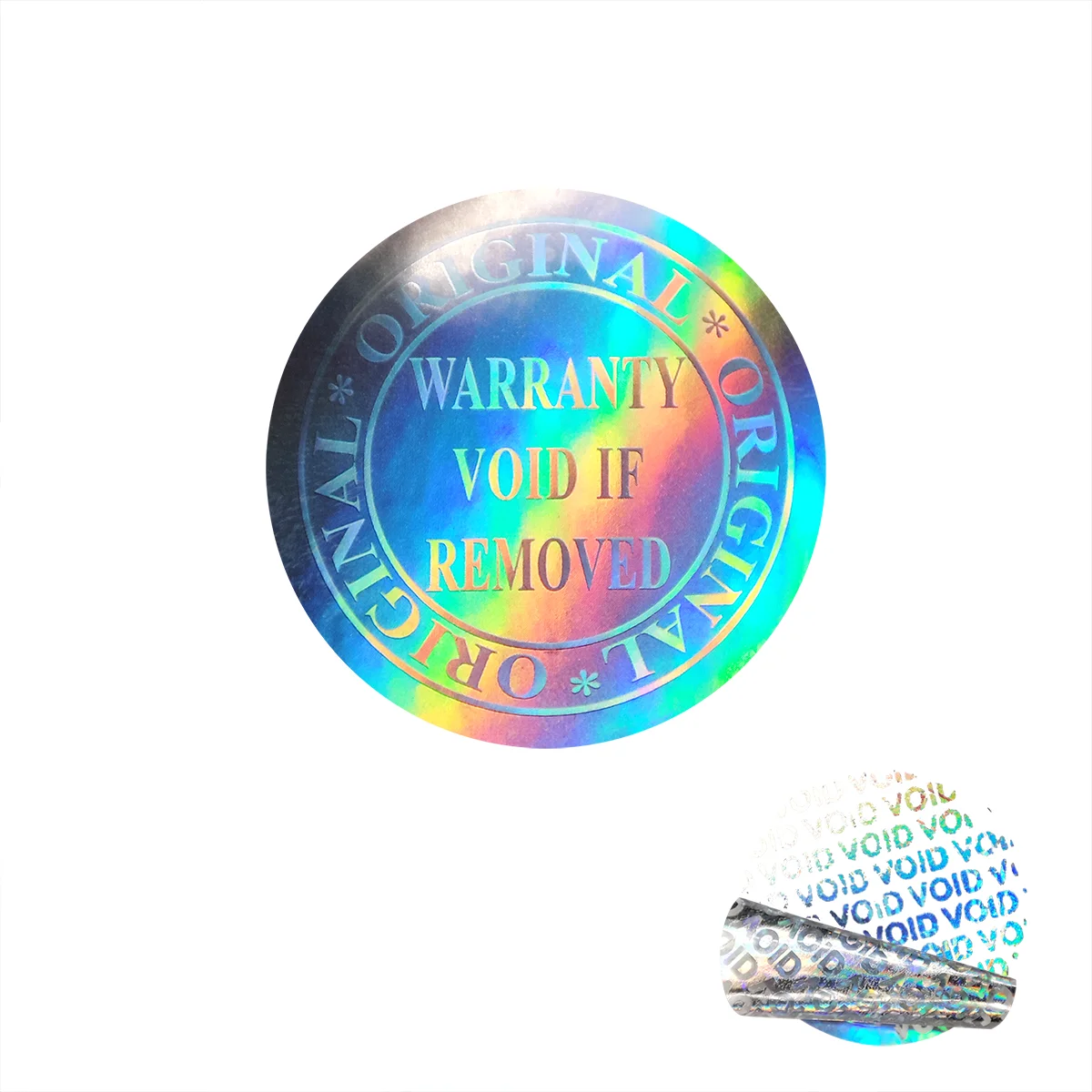 

100pcs silver circular warranty void holographic sticker Tamper-proof security seal Holographic sticker 30X30mm laser sticker