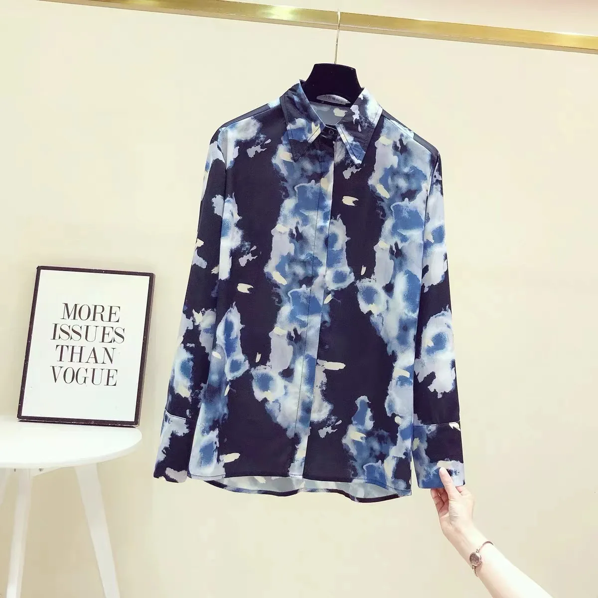 Design Ink-dyed Satin Long Sleeve Shirt Women Texture Temperament Chic Shirt Niche tops