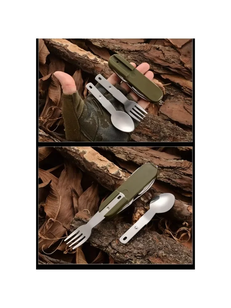 7 in 1 Multifunctional Outdoor Cutlery Portable Knife Spoon Fork Opener Can Opener Picnic Camping Hiking Trip Foldable Cutlery image 2