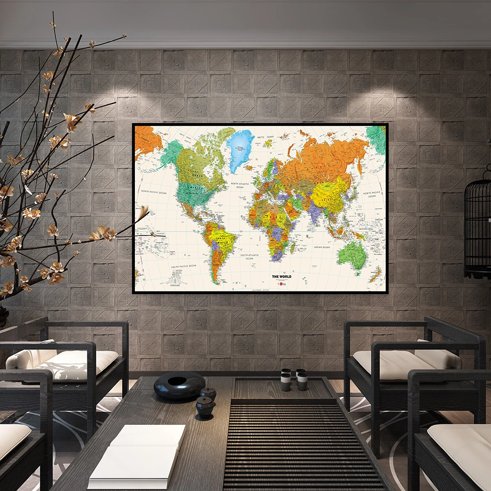 59*42 cm Mappa del mondo da parete Poster vintage Stampe Modern Wall Art Canvas Painting Immagine per l'educazione Home Office Materiale scolastico