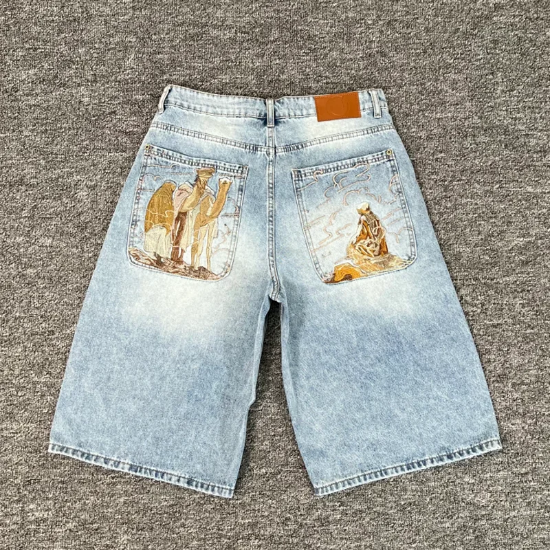 

Повседневные мужские джинсы с карманами верблюжьего цвета и вышивкой, летние универсальные джинсовые брюки высокого качества с реальные фотографии, джинсовые брюки Derschutze