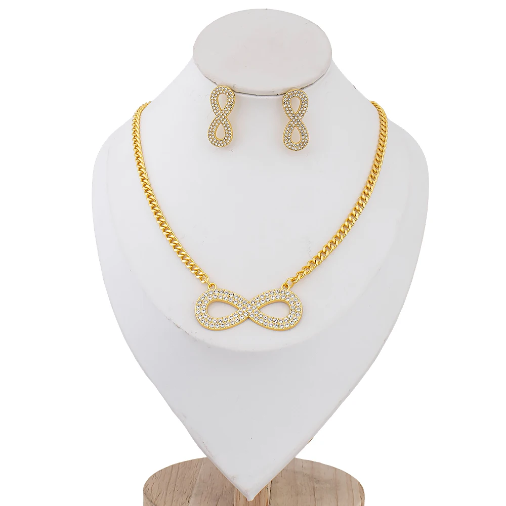 Infinite 8 Geometrisches Einfaches 2-teiliges Schmuckset Halskette & Ohrstecker Zirkonium Eleganter Damenschmuck Accessoires Geschenke – Detail 6