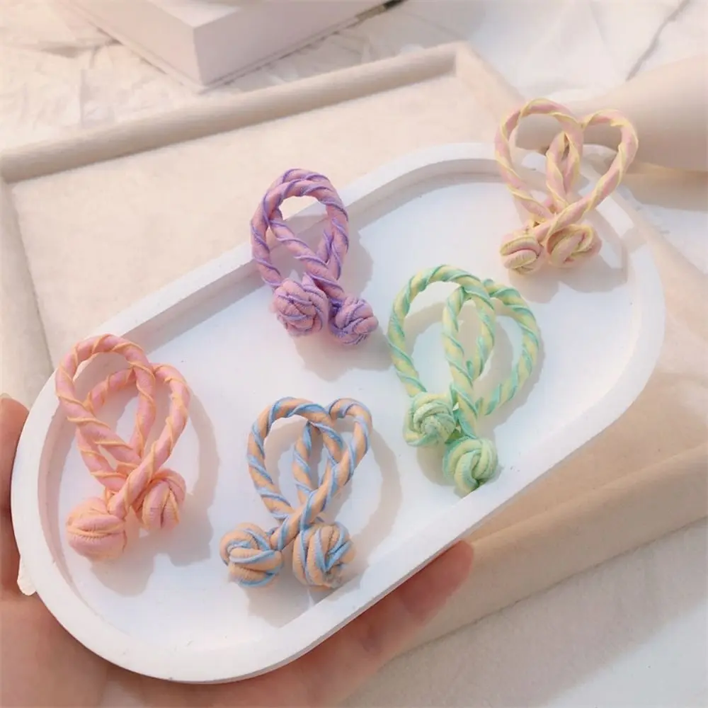 Fashion Large Chinese Knot Hair Rope For Girls Candy Color Printing Hair Ties Cute High Elastic Rubber Band Horsetail Headdress