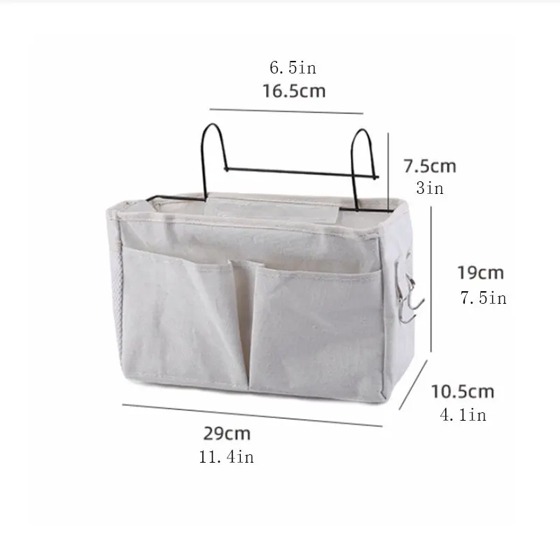 Multifunctional Bedside Sofa Hanging Storage Bag, Fabric Hanging Basket Bedside Shelves for Dormitory and Apartment Storage