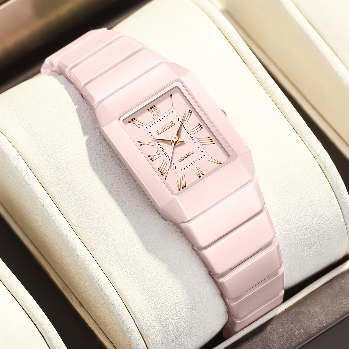 LIGE 2026 Women's Watch Brand Ceramic Fashion Quartz Ladies Watch Elegant Waterproof Vintage Ultra-Thin Watch for Women Reloj
