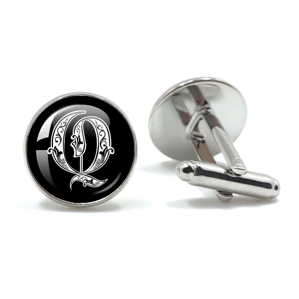 Retro Gothic Alphabet Letters A-Z Cufflinks for Men Luxury Jewelry Shirt Cuff Links French Business Accessories
