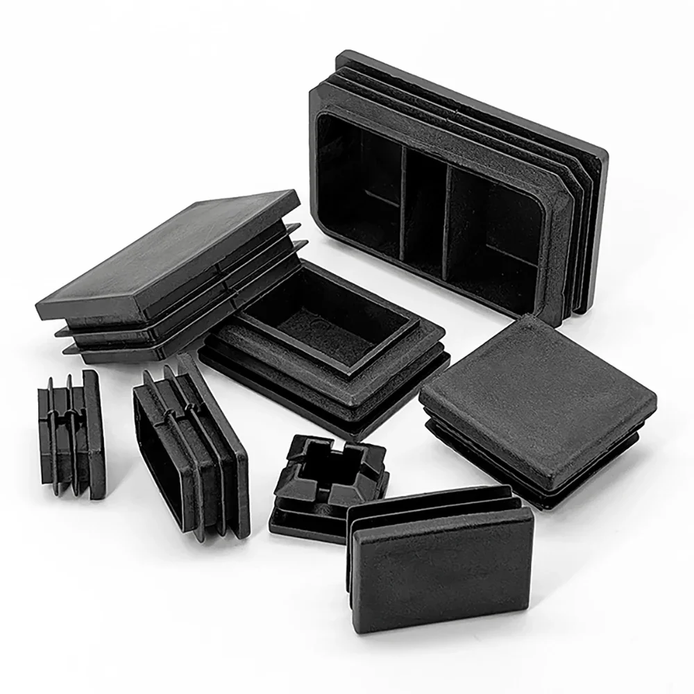 100 tapas de plástico negras para tubos rectangulares, tapones de inserción, protectores para patas de muebles, mesas y sillas
